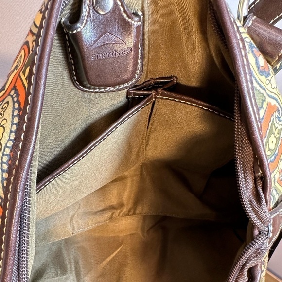 Franco Sarto Hobo Leather Fabric Floral Flower Double Straps Shoulder Bag Purse - Picture 9 of 10